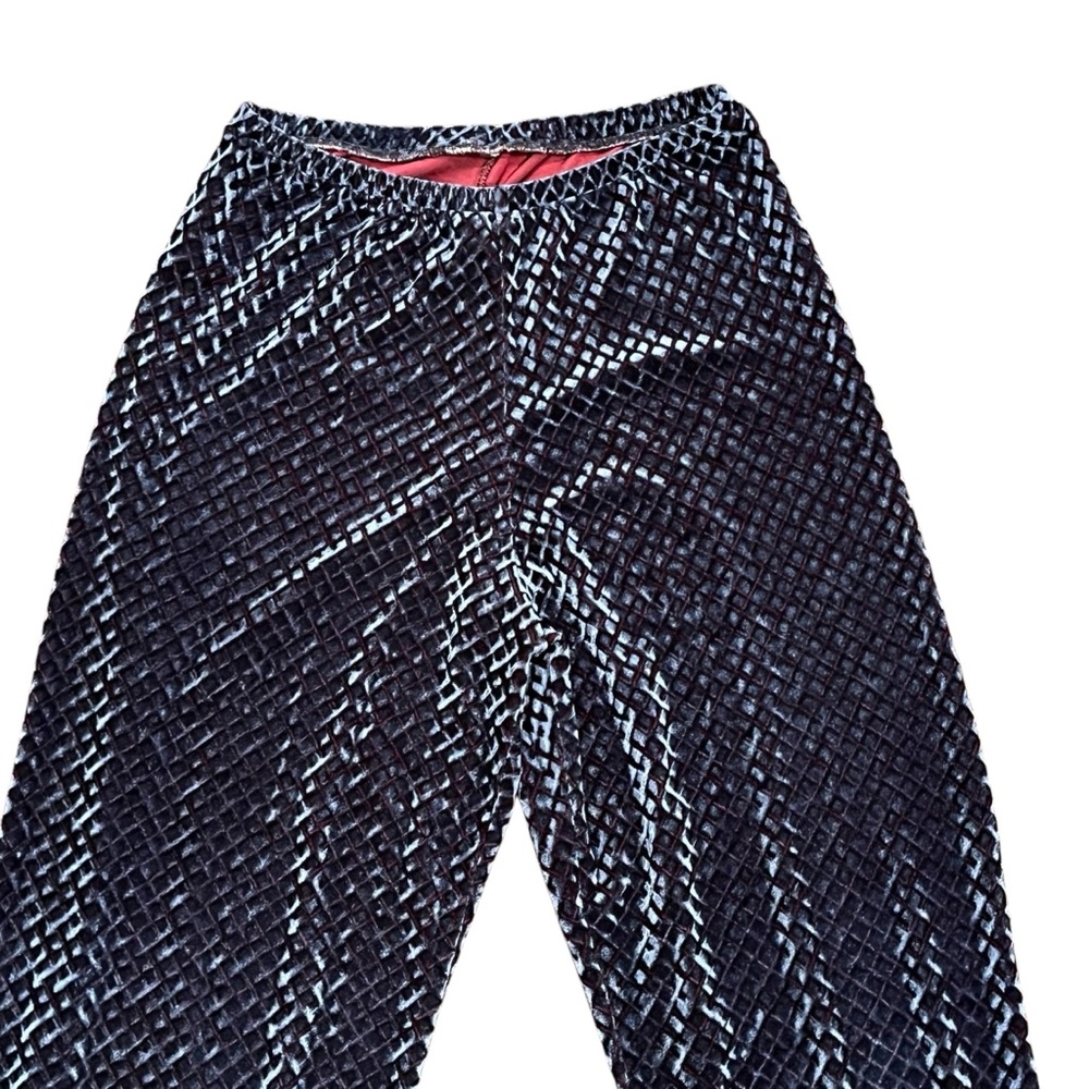 Carushka Teal Velvet Stretch Pants Crushed Velvet Wide Leg Legging Style Mermaid - Picture 3 of 13